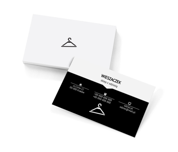 Czarny wieszak na ubrania, Sprzedaż, Odzież - Wizytówki Netprint szablony online