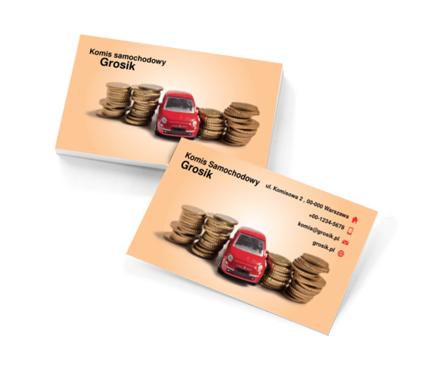 Monety i samochód, Motoryzacja, Komis samochodowy - Wizytówki Netprint szablony online