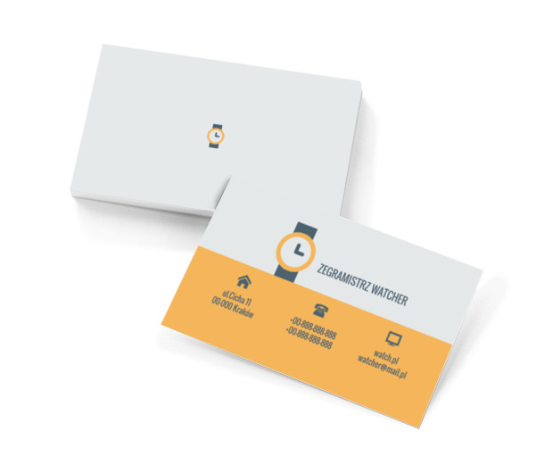 Żółty i biały, Sprzedaż, Zegarmistrz - Wizytówki Netprint szablony online