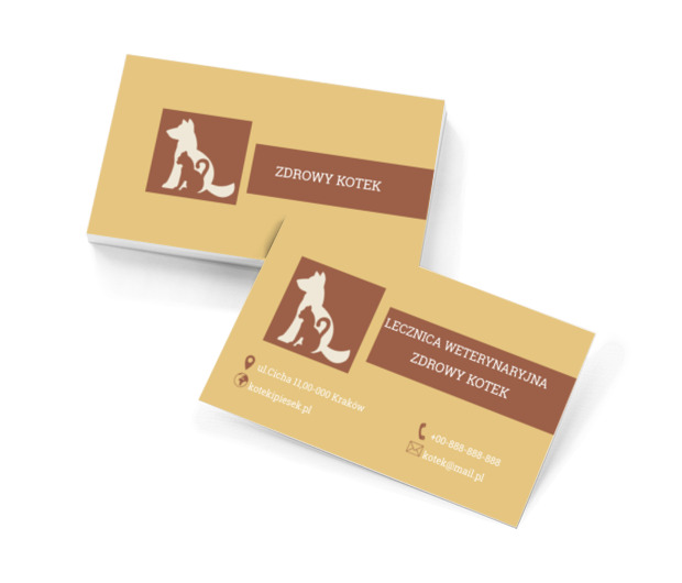 Biały pies, brązowy kot, Środowisko i Przyroda, Lecznica weterynaryjna - Wizytówki Netprint szablony online