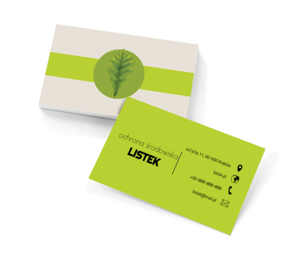 Liść dębu, Środowisko i Przyroda, Ochrona Środowiska - Wizytówki Netprint szablony online