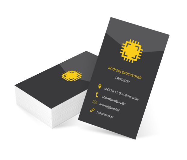 Żółty procesor, Telekomunikacja i Internet, Informatyk - Wizytówki Netprint szablony online