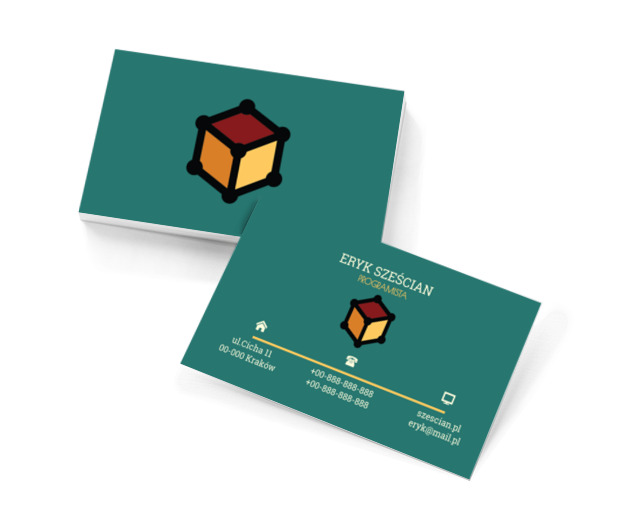 Kolorowy sześcian, Telekomunikacja i Internet, Programista - Wizytówki Netprint szablony online