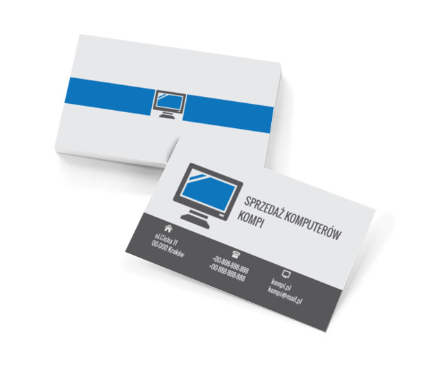 Niebieski monitor, Telekomunikacja i Internet, Sprzedaż Komputerów - Wizytówki Netprint szablony online