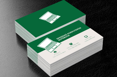 Biało-zielony laptop, Telekomunikacja i Internet, Sprzedaż Komputerów - Wizytówki Netprint