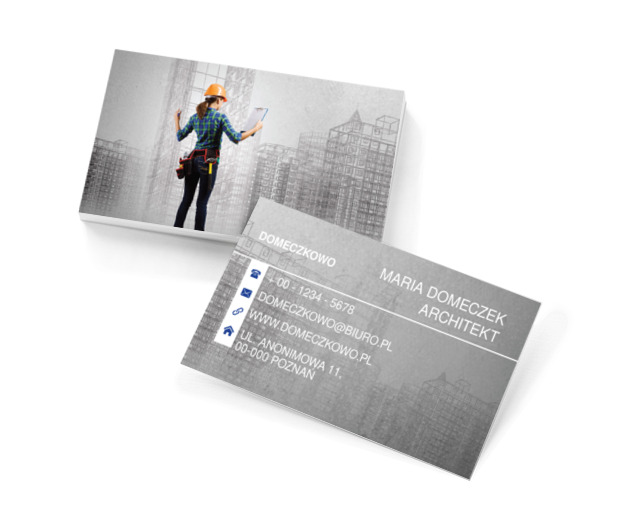 Miasto na szarym tle, Budownictwo, Architektura - Wizytówki Netprint szablony online