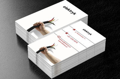 Jasne tło, przewód i silna dłoń, Budownictwo, Elektryk - Wizytówki Netprint