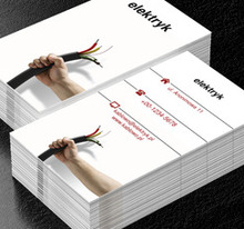 Jasne tło, przewód i silna dłoń, Budownictwo, Elektryk - Wizytówki Netprint