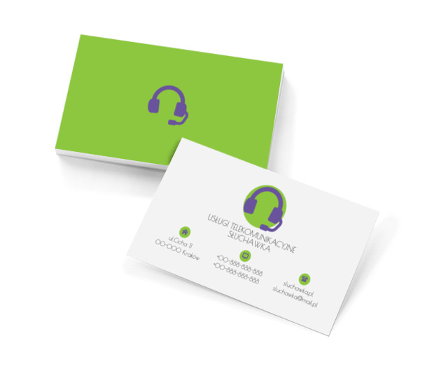 Niebieskie słuchawki, Telekomunikacja i Internet, Usługi telekomunikacyjne - Wizytówki Netprint szablony online