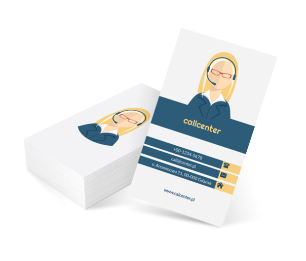 Kobieta w call center, Telekomunikacja i Internet, Usługi telekomunikacyjne - Wizytówki Netprint szablony online