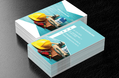 Narzędzia budowlane na jasnym tle, Budownictwo, Firma budowlana - Wizytówki Netprint