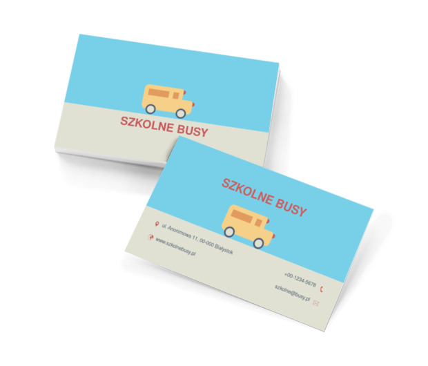 Żółty gimbus, Transport, Busy - Wizytówki Netprint szablony online