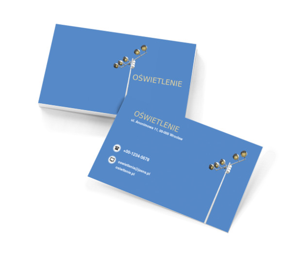 Reflektory na tle nieba, Budownictwo, Oświetlenie - Wizytówki Netprint szablony online