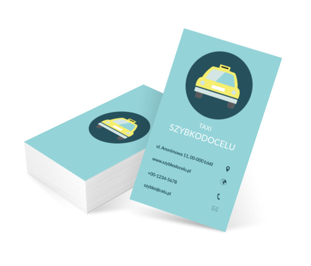 Taxi w granatowym kole, Transport, Taxi - Wizytówki Netprint szablony online
