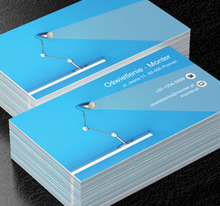 Lampka biurowa na niebieskim tle, Budownictwo, Oświetlenie - Wizytówki Netprint