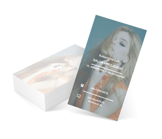 Atrakcyjna kobieta, Zdrowie i uroda, Salon fryzjerski - Wizytówki Netprint szablony online