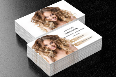 Kobieta z lokami, Zdrowie i uroda, Salon fryzjerski - Wizytówki Netprint