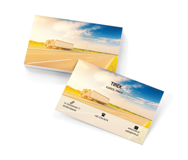 Ciężarówka w trasie, Transport, Transport Towarów - Wizytówki Netprint szablony online