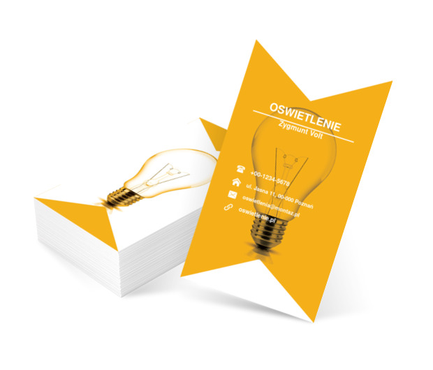 Żarówka na biało-pomarańczowym tle, Budownictwo, Oświetlenie - Wizytówki Netprint szablony online