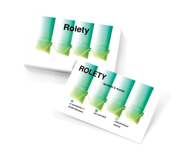Zielone rolety na białym tle, Budownictwo, Rolety - Wizytówki Netprint szablony online