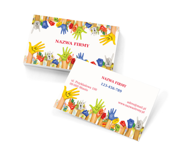 Kolorowe, zakręcone – w górę ręce!, Edukacja, Przedszkole - Wizytówki Netprint szablony online