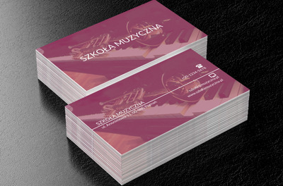 Instrumenty na bordowym tle, Edukacja, Szkoła muzyczna - Wizytówki Netprint