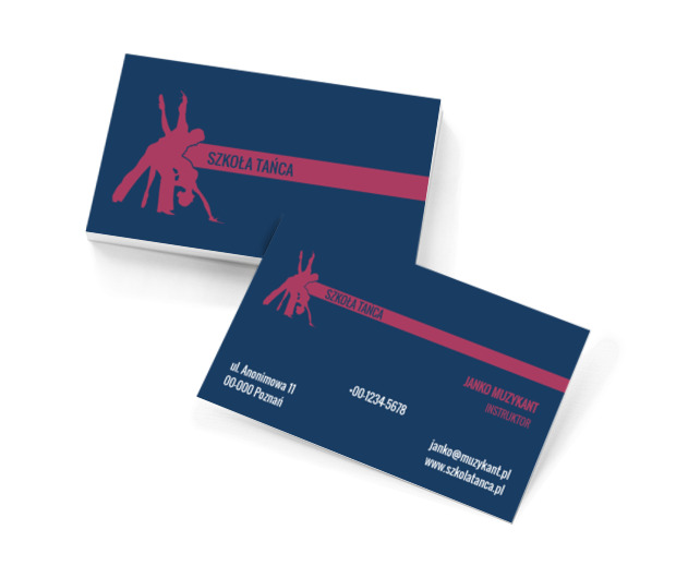Monochromatyczna grafika, Edukacja, Szkoła tańca - Wizytówki Netprint szablony online