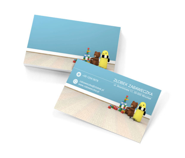 Zabawki na białym tle, Edukacja, Żłobek - Wizytówki Netprint szablony online