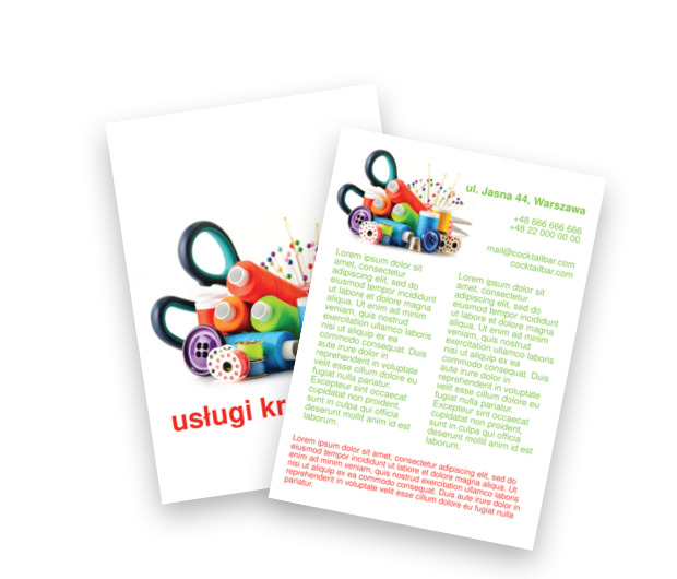 Małe, a cieszy – piękno reklamy, Usługi domowe, Usługi krawieckie - Ulotki Netprint szablony online