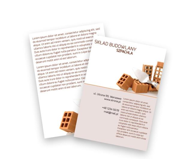 Na-murowana ulotka, Budownictwo, Skład budowlany - Ulotki Netprint szablony online