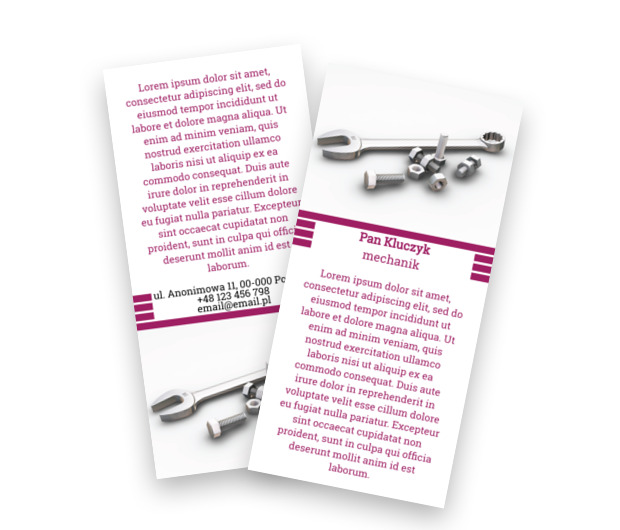 Nakładki, przekładki, śruby …, Motoryzacja, Mechanik - Ulotki Netprint szablony online