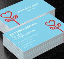 Czerwona grafika na niebieskim tle, Medycyna, Lekarz - Wizytówki Netprint