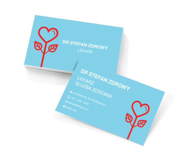 Czerwona grafika na niebieskim tle, Medycyna, Lekarz - Wizytówki Netprint szablony online