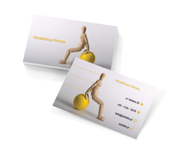 Drewniany manekin na piłce, Medycyna, Rehabilitacja - Wizytówki Netprint szablony online