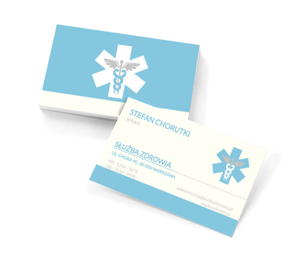 Kaduceuszem w Gwieździe Życia, Medycyna, Służba zdrowia - Wizytówki Netprint szablony online