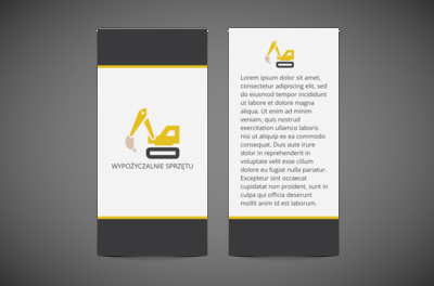 Z żółtą koparką w tle, Budownictwo, Wynajem sprzętu - Ulotki Netprint