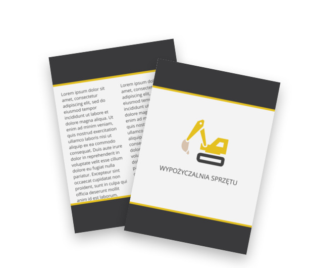 Wypożyczyć, zaufać, zarobić!, Budownictwo, Wynajem sprzętu - Ulotki Netprint szablony online