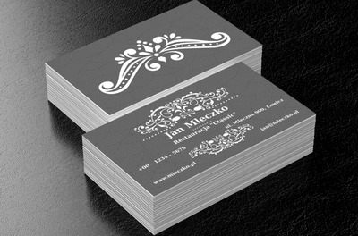 Biały dekor na szarym tle, Motywy, Klasyczne - Wizytówki Netprint