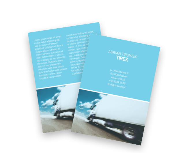 Ciężarówka w ruchu drogowym, Transport, Transport Towarów  - Ulotki Netprint szablony online