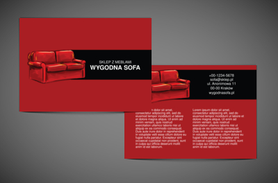 Kształt, barwa – czerwona kanapa, Sprzedaż, Meble - Ulotki Netprint