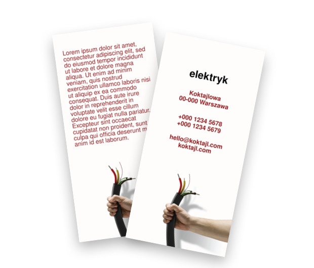 Marzenia niesplątanych kabli, Budownictwo, Elektryk - Ulotki Netprint szablony online