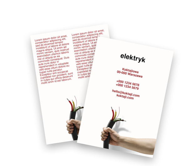 Na straży łączy elektrycznych, Budownictwo, Elektryk - Ulotki Netprint szablony online