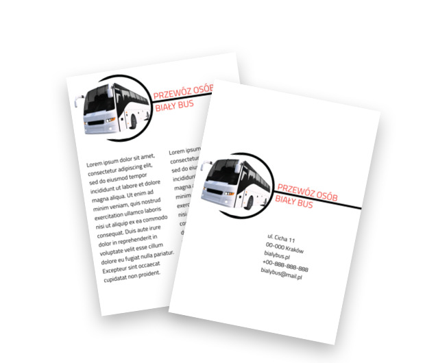 Mknąc przed siebie białym autokarem, Transport, Przewóz osób - Ulotki Netprint szablony online