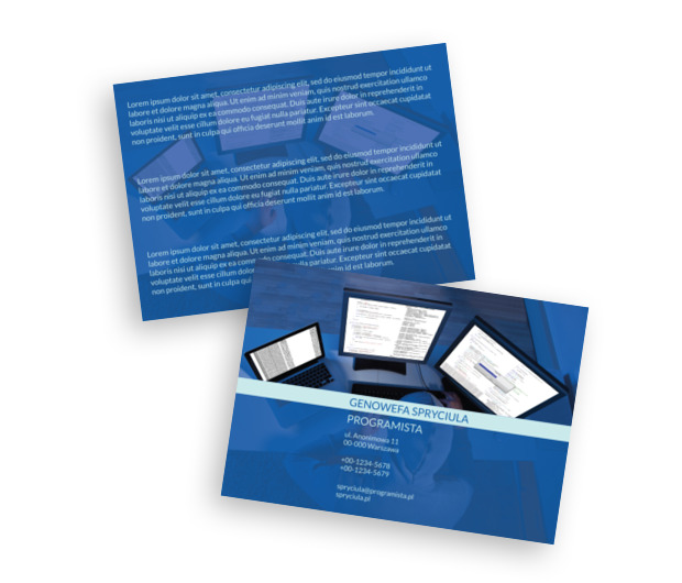 Projekt – zwycięstwo nad konkurencją, Telekomunikacja i Internet, Programista - Ulotki Netprint szablony online