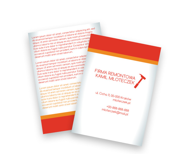 Czerwony młotek – marzenia o biznesie, Budownictwo, Remont Wykończenia - Ulotki Netprint szablony online