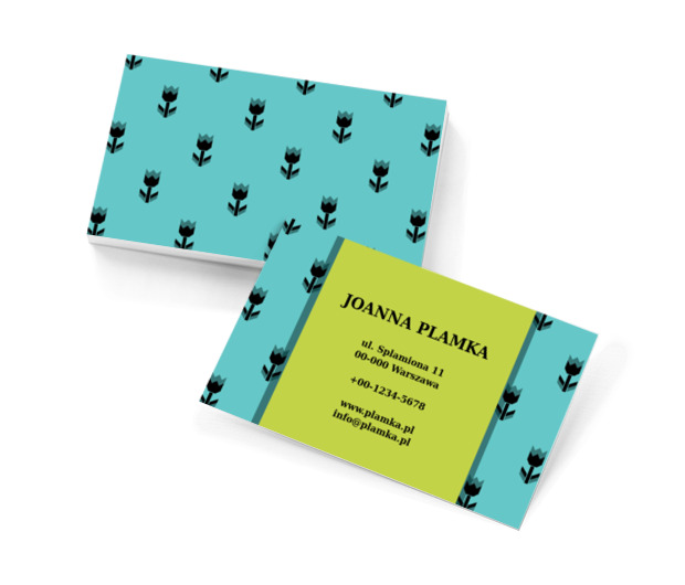 Turkusowe tło w tulipany, Motywy, Tła i tekstury - Wizytówki Netprint szablony online