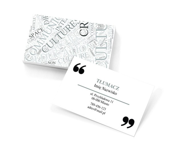 Być jak poliglota – tysiąc słów, jedna myśl, Usługi biurowe, Tłumacz - Wizytówki Netprint szablony online