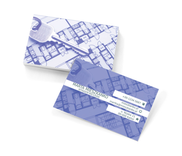 Klucz na niebieskim tle, Nieruchomość, Biuro nieruchomości - Wizytówki Netprint szablony online