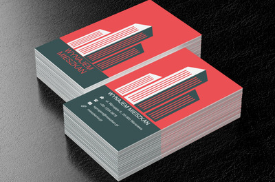 Wieżowce na czerwonym tle, Nieruchomość, Wynajem mieszkań - Wizytówki Netprint