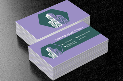 Wieżowce na fioletowym tle, Nieruchomość, Wynajem mieszkań - Wizytówki Netprint